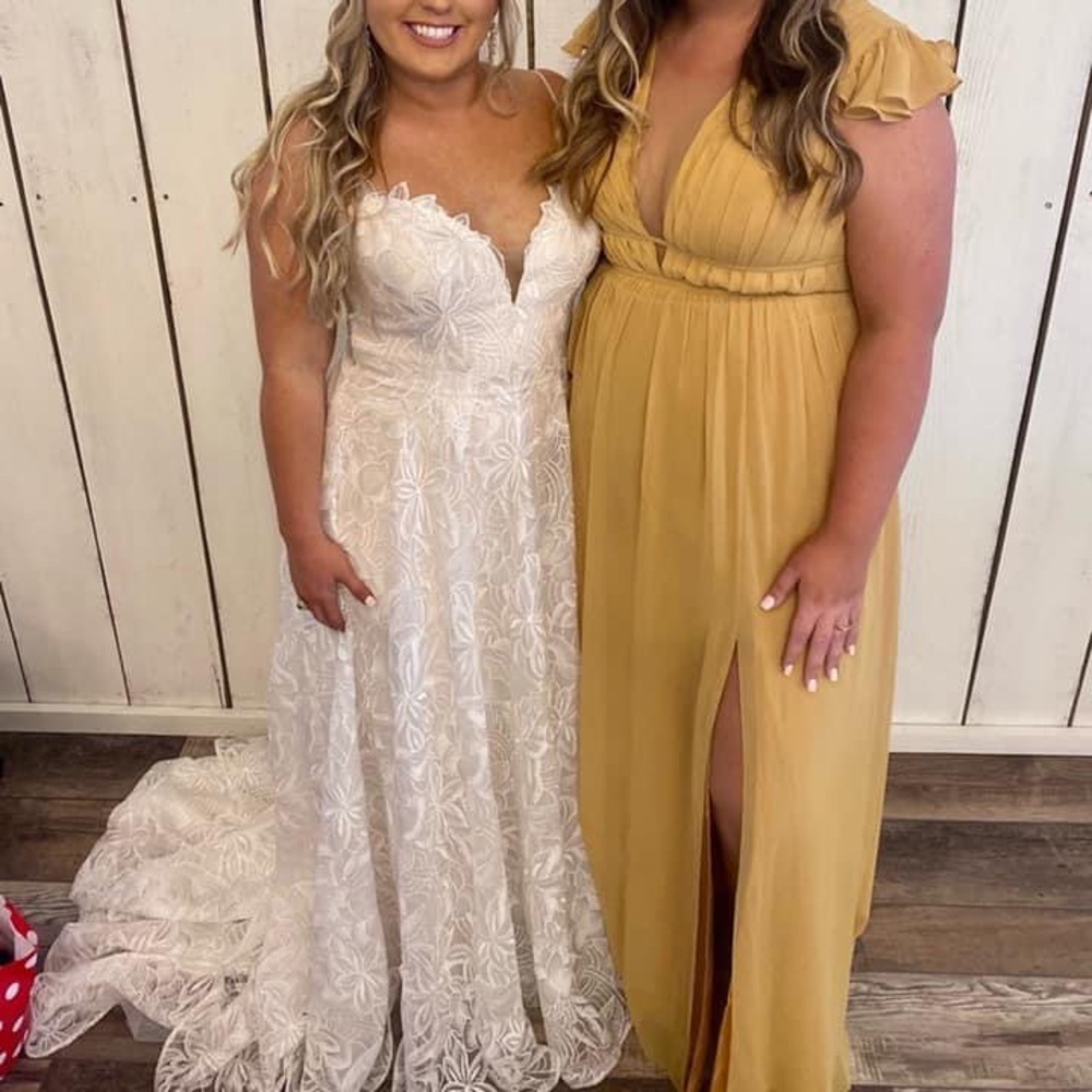 Revelry Cora Chiffon Bridesmaids Dress in MUSTARD